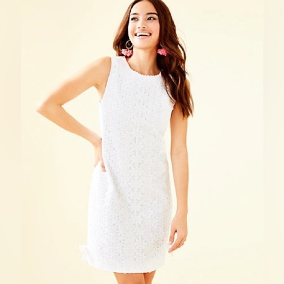 Lilly Pulitzer Dresses & Skirts - Lilly Pulitzer Melani White Shift Dress Floral Eyelet Resort White 6
